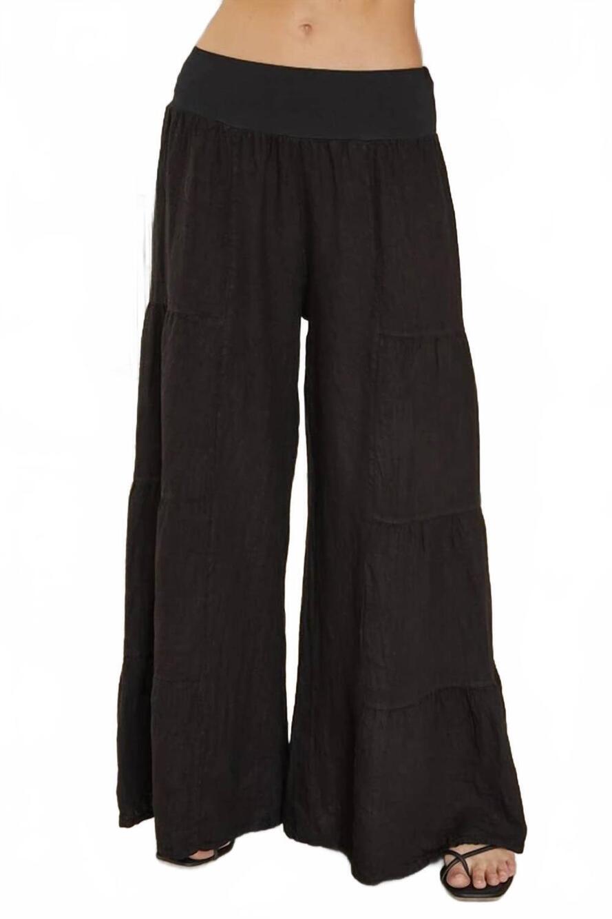 NEW MILIO MILANO tiered palazzo pant in black